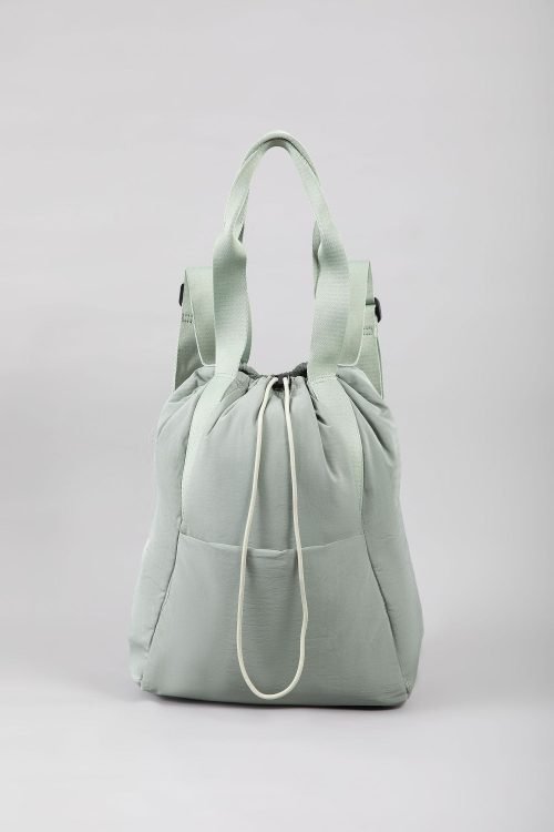Drawstring Nylon Tote - Khaki Green