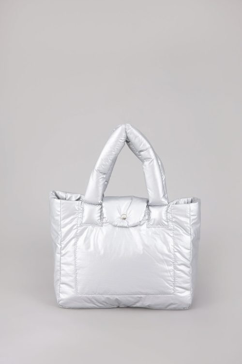 Top Handle Puffer Tote - Silver