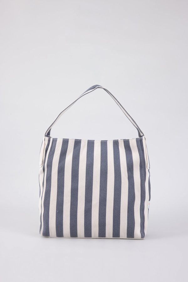 Canvas Shoulder Bag - Blue Stripes