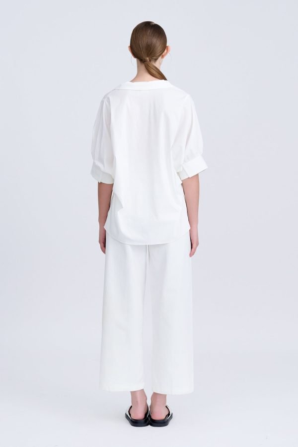 Cotton Puff Sleeve Blouse - Cream