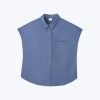 Cap Sleeve Blouse - Denim Blue