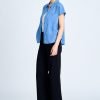 Cap Sleeve Blouse - Denim Blue