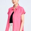 Cap Sleeve Blouse - Hot Pink