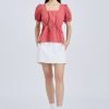 Drawcord Peplum Top - Dusty Cedar