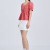 Drawcord Peplum Top - Dusty Cedar