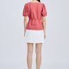 Drawcord Peplum Top - Dusty Cedar