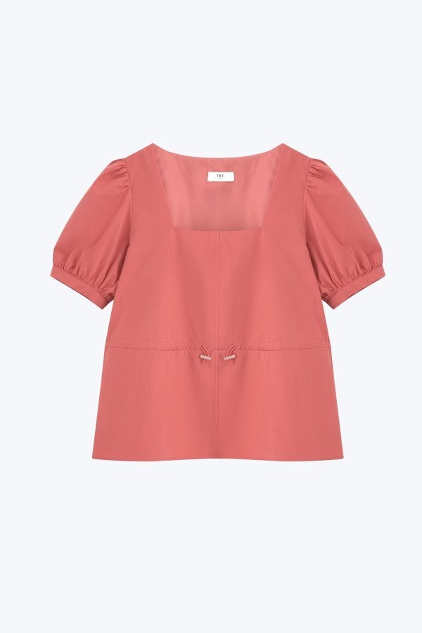 Drawcord Peplum Top - Dusty Cedar