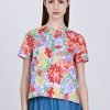 Floral Short Sleeve Blouse - Mixed Florals
