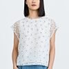 Floral Cap Sleeve Blouse - Cream