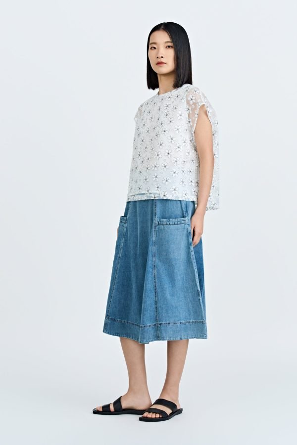 Floral Cap Sleeve Blouse - Cream