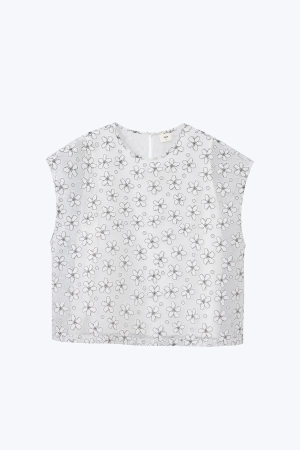 Floral Cap Sleeve Blouse - Cream