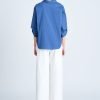 Cotton Collared Blouse - Denim Blue