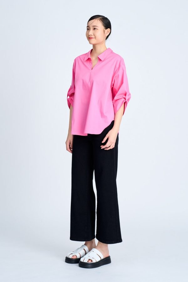 Cotton Collared Blouse - Pink
