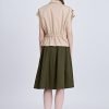 CBV001501W_KHAKI-3 Drawcord Blouse - Khaki