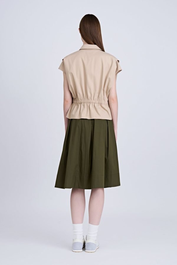 CBV001501W_KHAKI-3 Drawcord Blouse - Khaki
