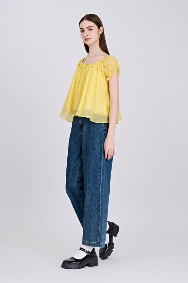 Gathered Neck Blouse - Canary