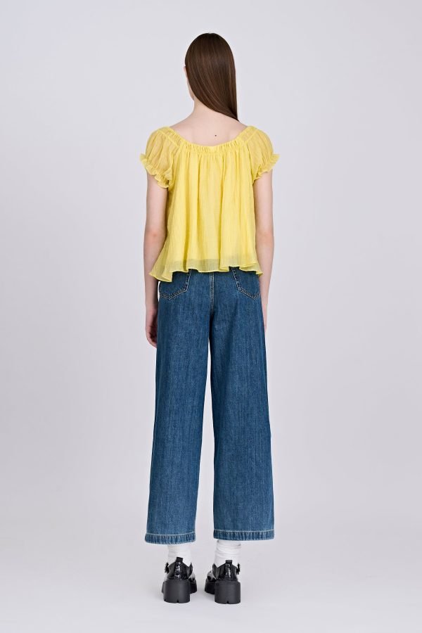 Gathered Neck Blouse - Canary