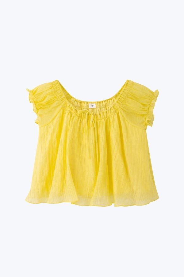 Gathered Neck Blouse - Canary