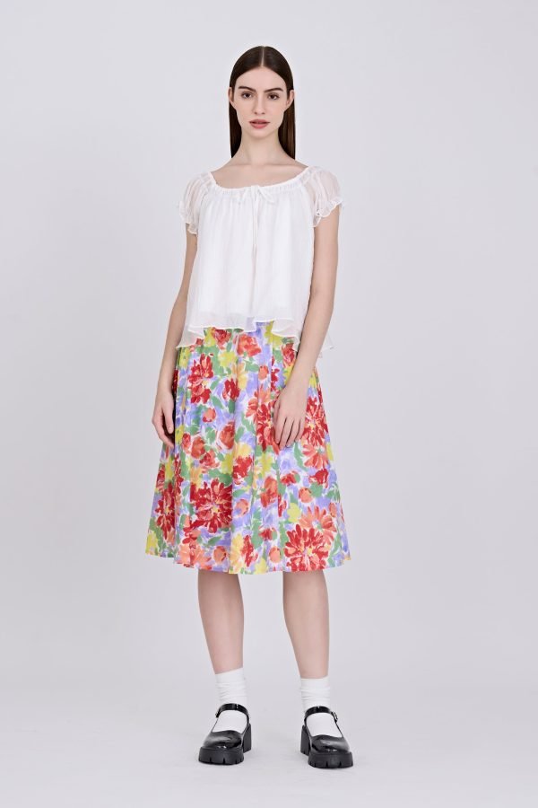 Gathered Neck Blouse - Cream