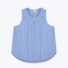 Striped Keyhole Sleeveless Blouse - Stripes Blue
