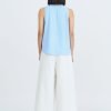 Striped Keyhole Sleeveless Blouse - Stripes Blue