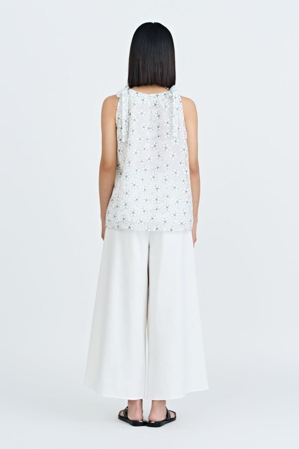 Floral Bow Tie Top - Cream