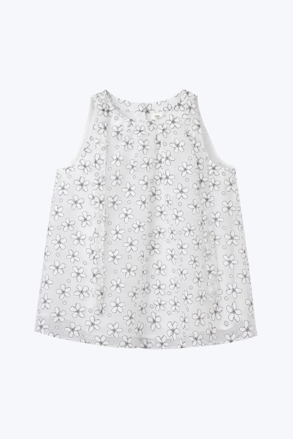 Floral Bow Tie Top - Cream