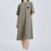 Short Sleeve Tent Dress - Khaki Green