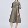 Short Sleeve Tent Dress - Khaki Green