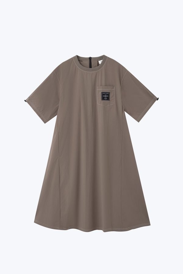 Short Sleeve Tent Dress - Khaki Green