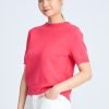 Knitted Ribbed Collar Top - Hot Pink