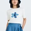 Knitted Floral Top - Cream