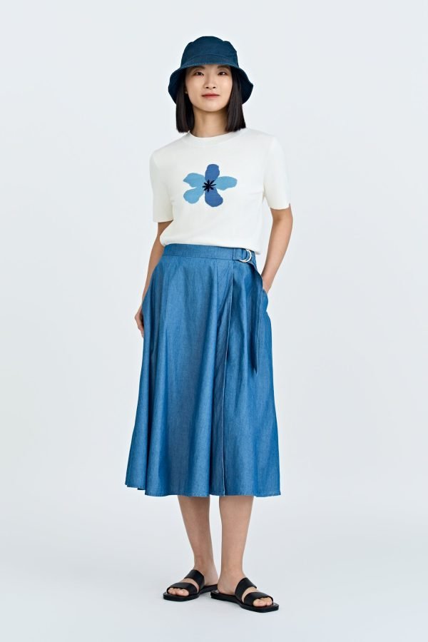 Knitted Floral Top - Cream