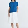 Knitted Short Sleeve Top - Denim Blue