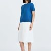 Knitted Short Sleeve Top - Denim Blue