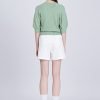 Textured Knitted Top w/ Embroidery Text - Pistachio