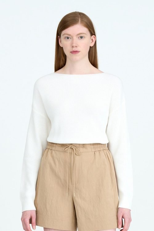 Knitted Boat Neck Top - Cream