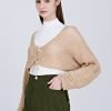 Knitted Mesh Cardigan - Khaki