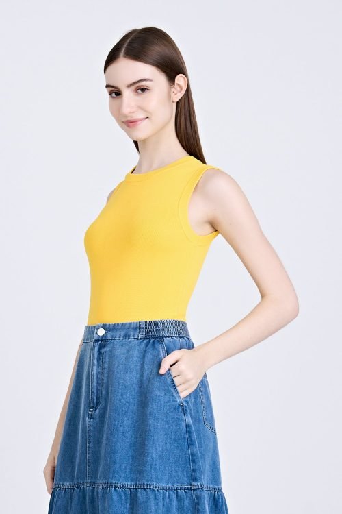 Knitted Sleeveless Top - Cadmium Yellow