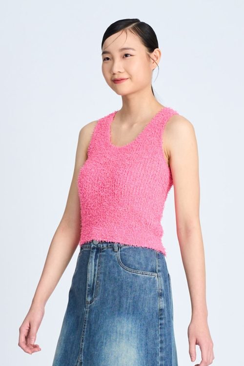 Knitted Furry Top - Blush