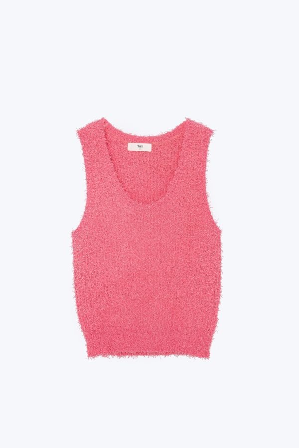 Knitted Furry Top - Blush