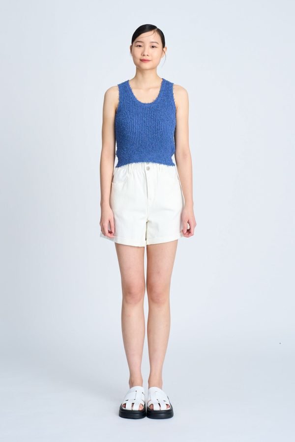 Knitted Furry Top - Denim