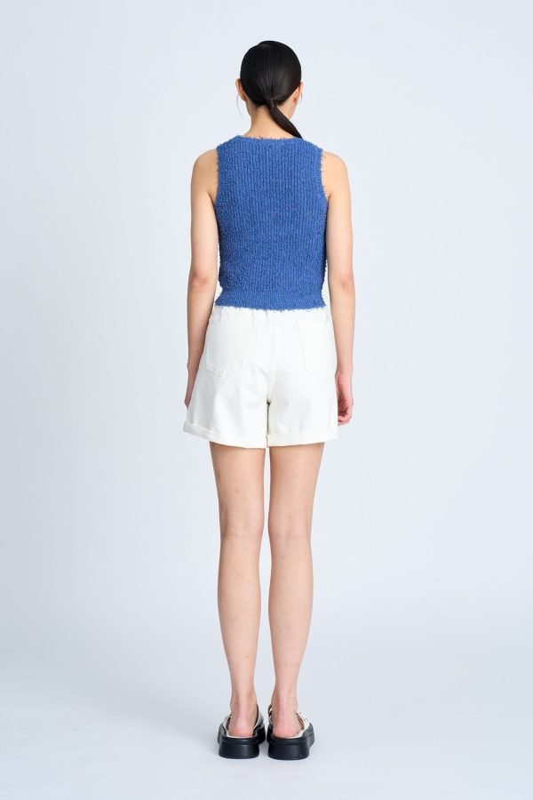 Knitted Furry Top - Denim
