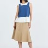 Knitted Two-Piece Pleated Top - Denim
