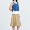 Knitted Two-Piece Pleated Top - Denim