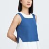 Knitted Two-Piece Pleated Top - Denim