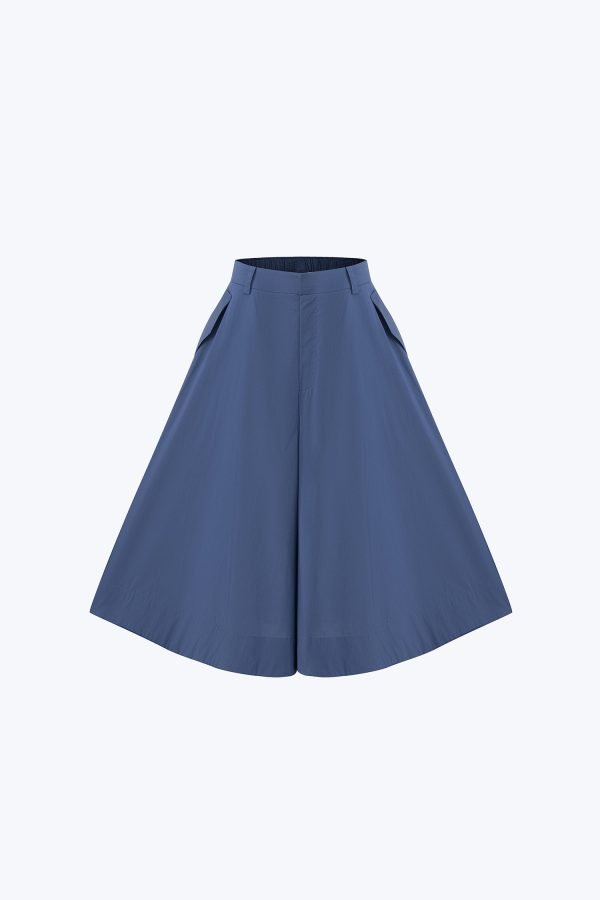 Flap Pocket Flare Pants - Denim Blue