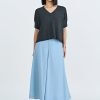 Double Button Flare Pants - Dusty Blue