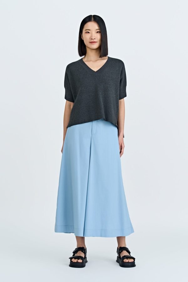 Double Button Flare Pants - Dusty Blue