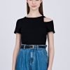 Shoulder Cut-Out Tee - Black